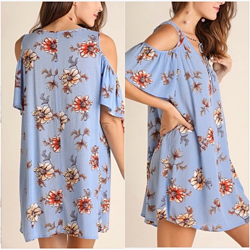 Floral Cold Shoulder Tunic Dress SML - Picture 1 of 7